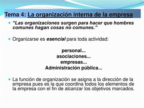 PPT Tema 4 La organización interna de la empresa PowerPoint