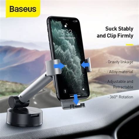 Baseus Support De T L Phone Portable Pour Voiture Avec Base D