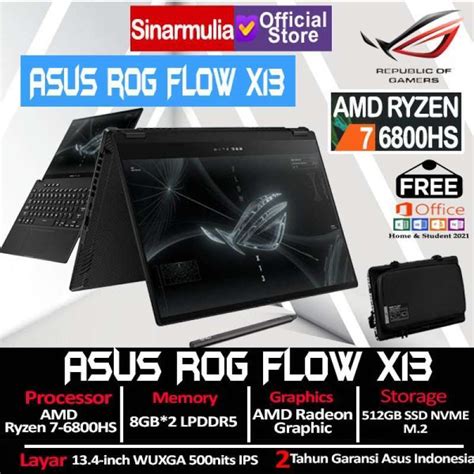 Jual ASUS ROG FLOW X13 GV301RA Ryzen 7 6800HS 512GB SSD 16GB Win11 OHS