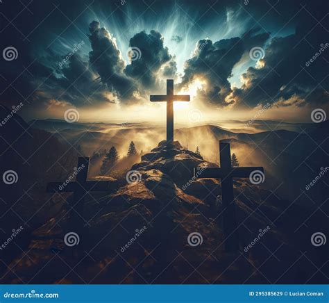 Crucifixion Religion And Christianity Concept Silhouettes Of Three