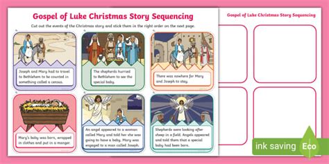 Gospel Of Luke Christmas Story Sequencing Activity Twinkl