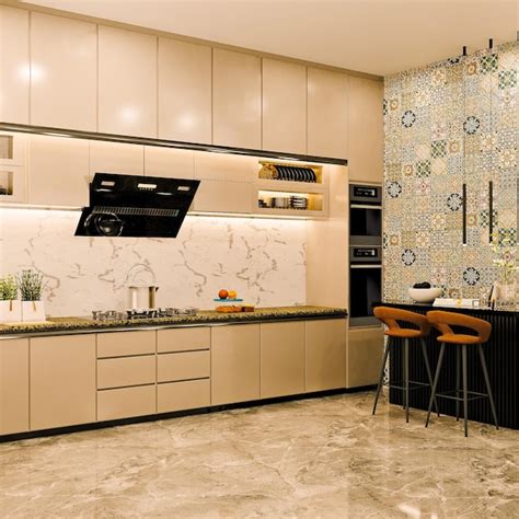 Premium Photo | A kitchen with wall tiles with table