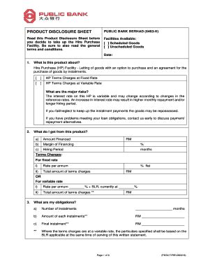 Fillable Online PRODUCT DISCLOSURE SHEET PUBLIC BANK BERHAD 6463 Fax