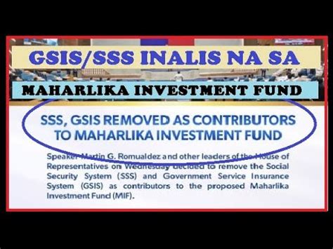 GSIS SSS INALIS Na Sa Maharlika Investment Fund YouTube