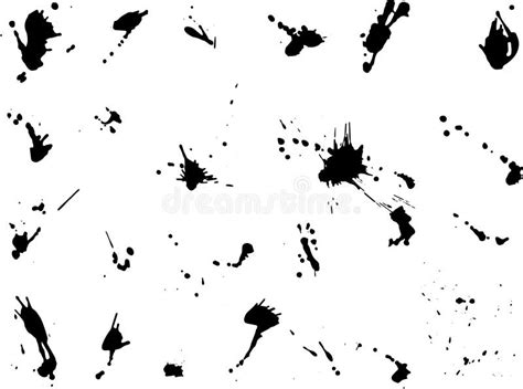 Ink Blot Collection Big Set Of Isolated Spots Black Drops On White