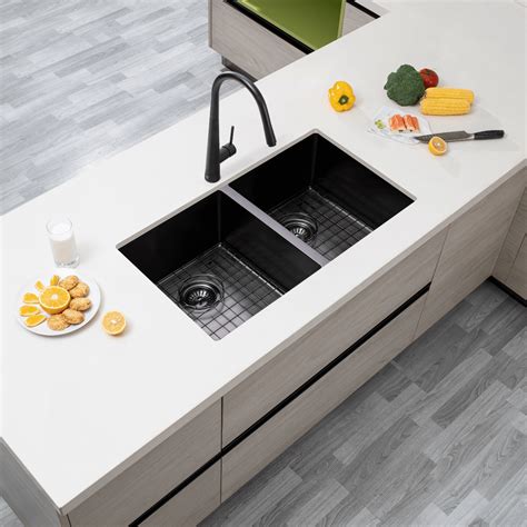 Black Double Bowl Kitchen Sink Eos Bathware