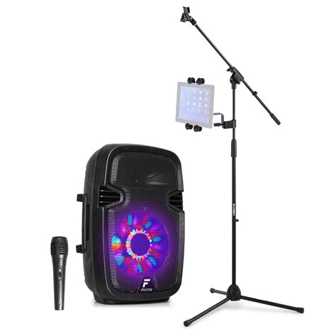 Fenton Ft Led Portable Karaoke Speaker With Microphone Tablet Stand