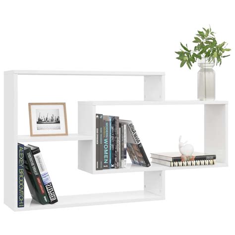 Buy Wall Shelves High Gloss White Chipboard Floating Display Cabinet