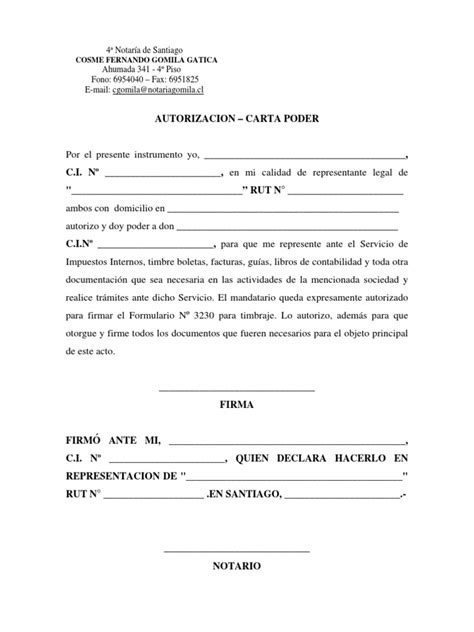 Carta Poder Sii Representantefinal Pdf