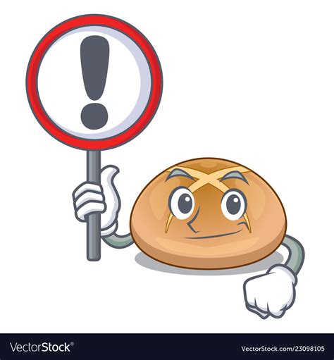 With Sign Hot Cross Buns On Cutting Cartoon Vector Image