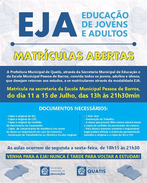 Vamos Voltar A Estudar Modalidade Eja J Est Matr Culas Abertas