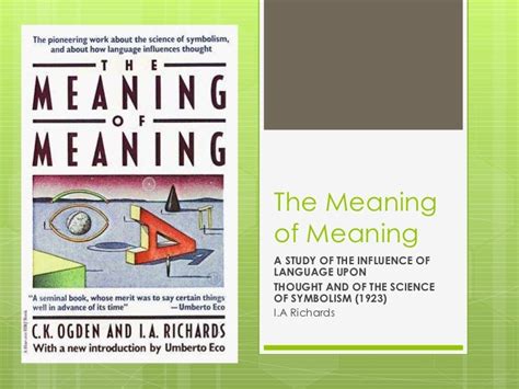 The Meaning of Meanings 