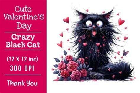 Valentine S Crazy Black Cat Clipart Graphic By LiustoreCraft Creative