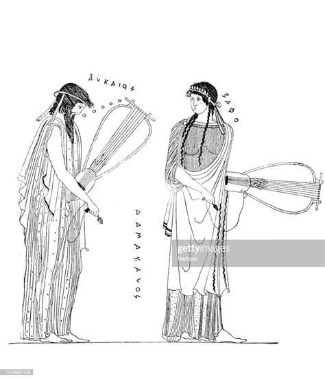 Alcaeus And Sappho After An Attic Redfigure Kalathos Ca 470 Bc From ...