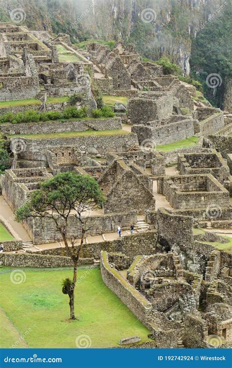 Vertical High Angle Shot Of The Ruins Of Machu Picchu Captured During