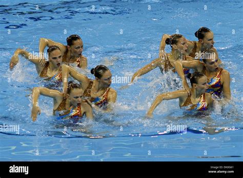 Jul 23, 2011 - Shanghai, China - The Russian synchronized swimming team performs during the team ...