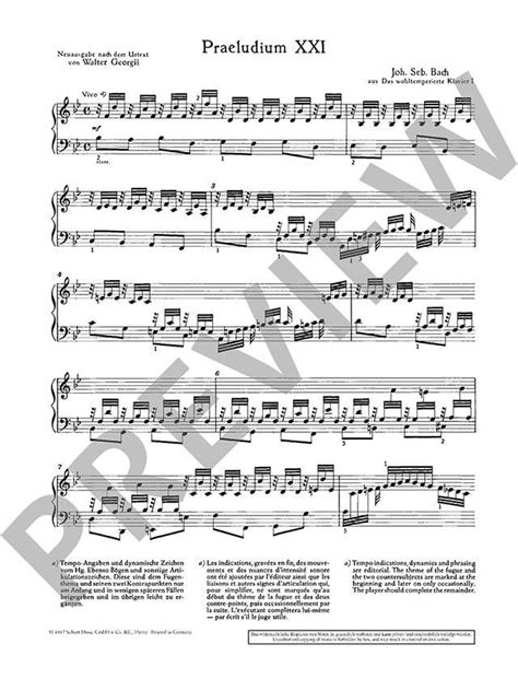 Pr Ludium Nr Und Fuge Nr B Dur Von Johann Sebastian Bach