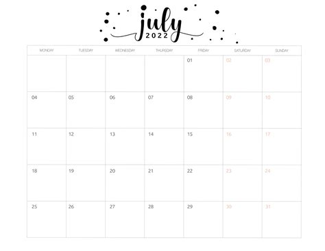 July Calendar Cute Free Printable July Calendar Designs July