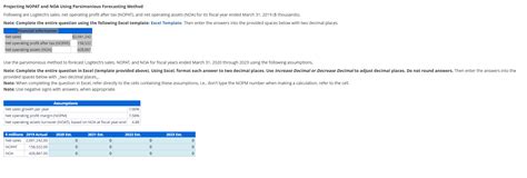 Solved Projecting Nopat And Noa Using Parsimonious Chegg