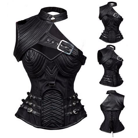 Xena Warrior Princess Corset With Shoulder Choker Black Leather