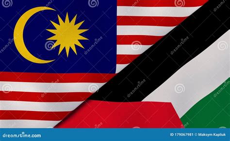 Palestine And Malaysia Realistic Flag – Fabric Texture Illustration ...