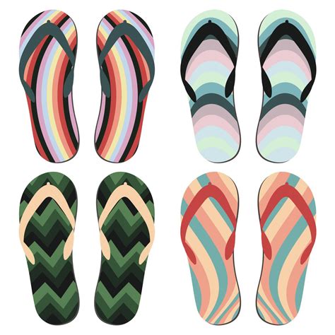 Set Of Beach Slippers Colorful Summer Flip Flops Over White Background 17654698 Vector Art At