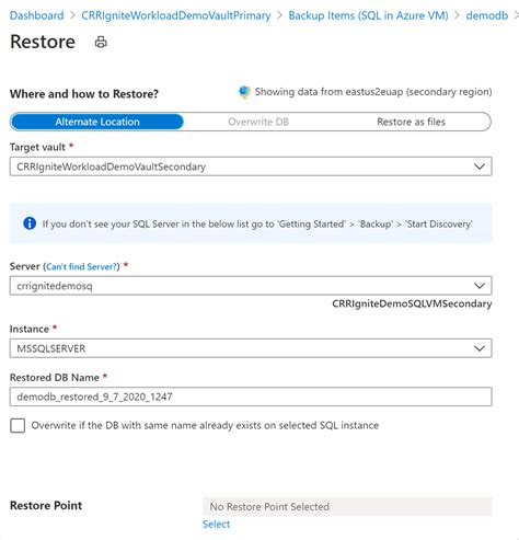 Azure Vm에서 Sql Server 데이터베이스 복원 Azure Backup Microsoft Learn