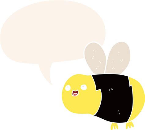 Cartoon Bee And Speech Bubble In Retro Style Vector Art At Vecteezy