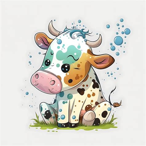 Premium Photo Cute Cattle Colorful Cartoon Vector Art