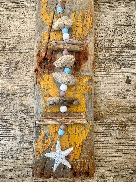 Driftwood Seaside Hanging Starfish Hanger Handmade Mobile T For