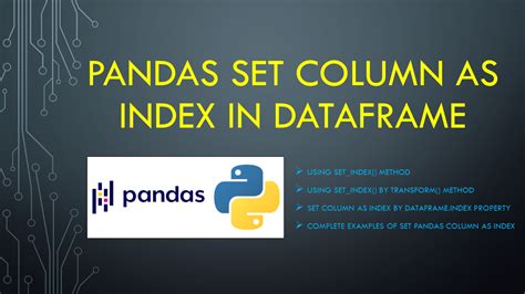 Pandas Set Column As Index In Dataframe Spark By Examples