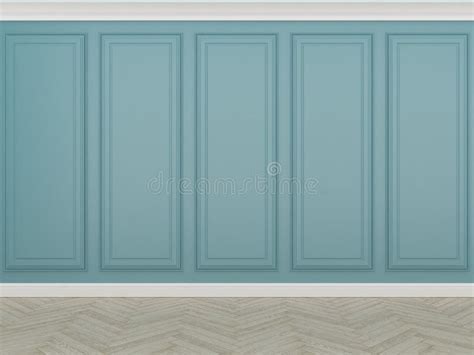 Classic Blue Wall with Wood Floor, Stock Illustration - Illustration of ...