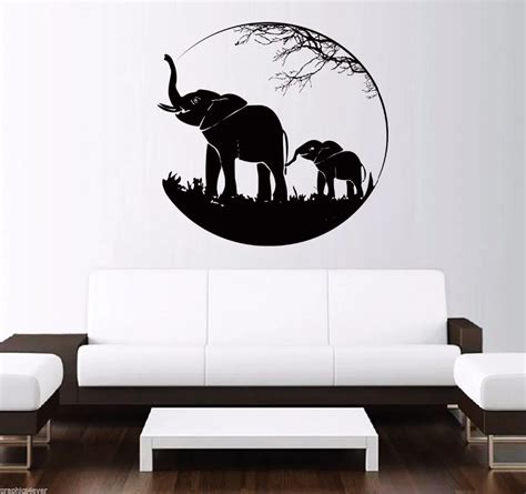 2016 Hot Selling Elephants Decal Black Vinyl Wall Decal African Animal