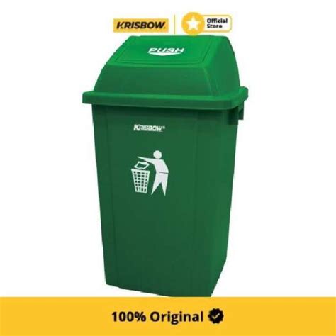 Jual Krisbow Dust Bin Tempat Sampah Outdoor Push Cover 60 Ltr Hijau