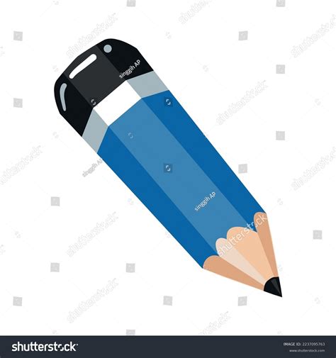 Vector Blue Pencil Cartoon Illustration Stock Vector Royalty Free