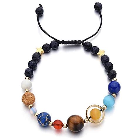 MENGLINA Women Stone Bead Charm Bracelet Universe Galaxy The Eight