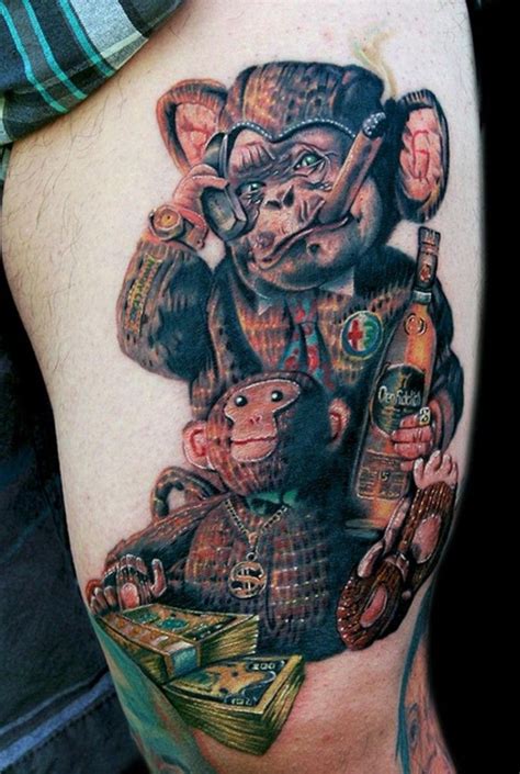 Weard Monkey Tattoo Very Well Done With Images Monkey Tattoos