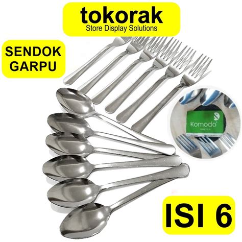 Jual SENDOK GARPU MAKAN STAINLESS TEBAL ISI 6PCS KOMODO SENDOK GARPU