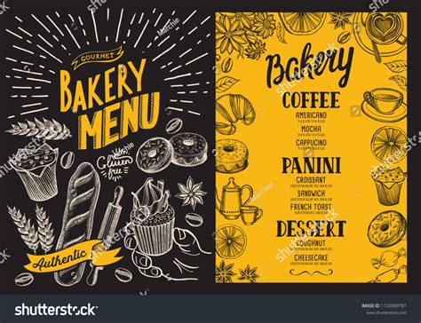 Bakery Menu Restaurant Design Template Food Stock Vector (Royalty Free ...