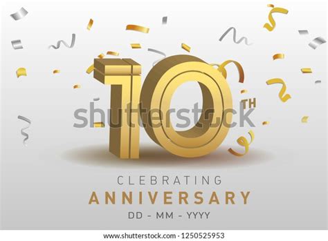 10 Anniversary Gold Numbers Golden Confetti Stock Vector Royalty Free 1250525953 Shutterstock