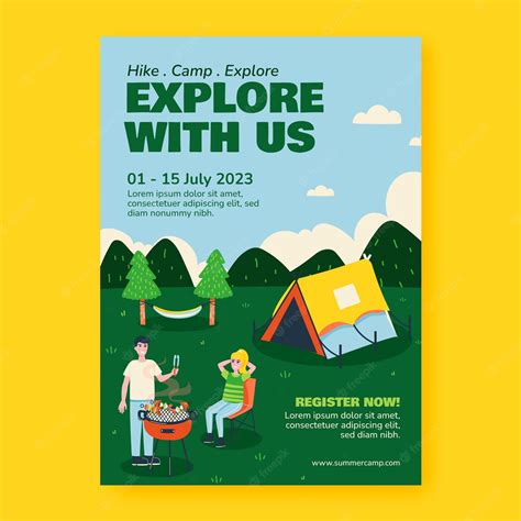 Free Vector Flat Design Camping Adventure Poster