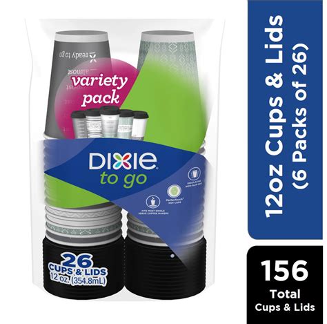 Dixie To Go Paper Hot Cups W Lids 12 Oz 156 Count Walmart