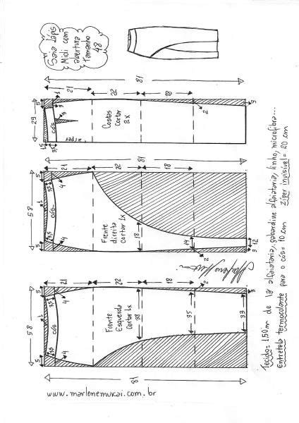 Saia lápis midi abertura DIY molde corte e costura Marlene
