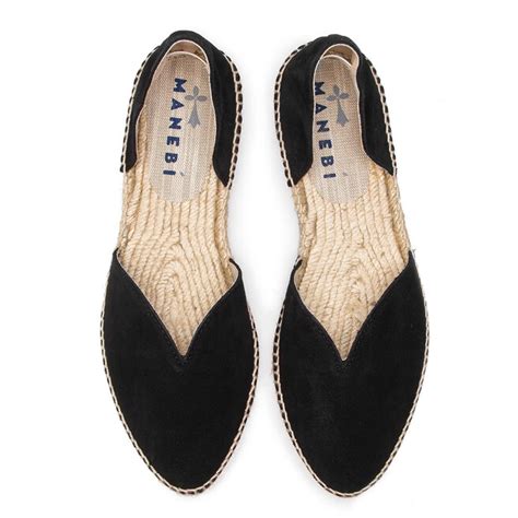 Alpargatas Manebi Open Side Flats K 1 0 O0 Black Suede Zapatos Es