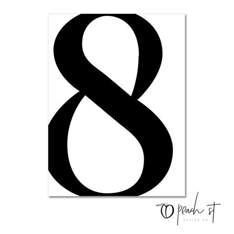 Serif Number 8, Typography Print, Letter Print, Printable Monogram ...