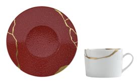 Bernardaud Kintsugi Rouge Empereur Extra Tea Cup And Saucer Mdmaison