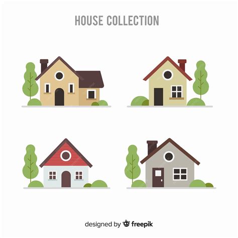 Set Van Verschillende Huizen Premium Vector