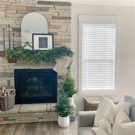 Modern Minimalist Fireplace With Christmas Garland Mantel Soul Lane