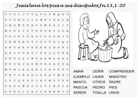 Sopa de letras Jesús lava los pies de sus discípulos Sopa de letras