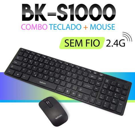 Kit Teclado E Mouse Sem Fio Exbom Bk S Apolum Inform Tica